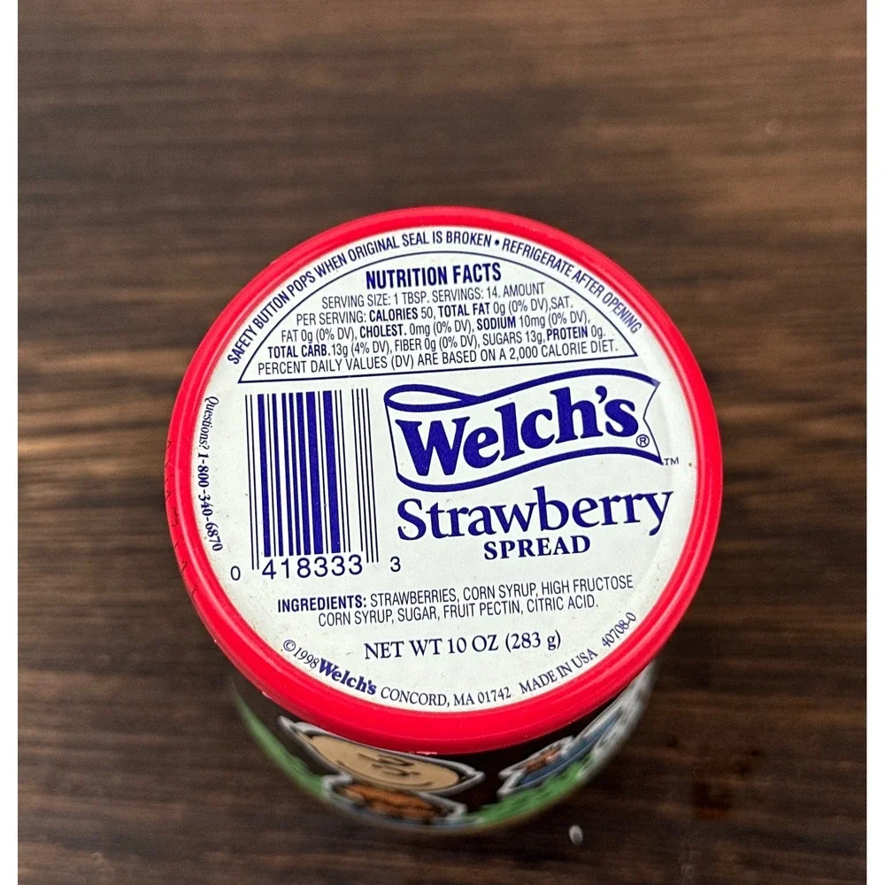 Vintage 1998 Welchs Peanuts Comic Classics Jelly Jar 6 Charlie Brown Snoopy New